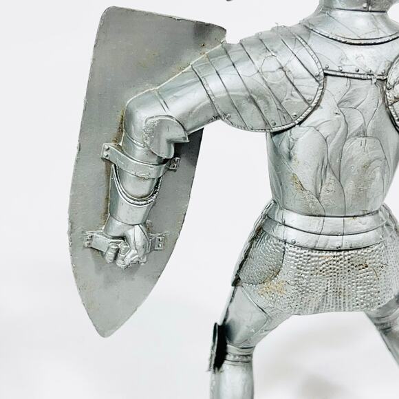 Vintage Louis Marx & Co. Medieval Knight 6” Silver Toy Soldier 1964 - Picture 8 of 15